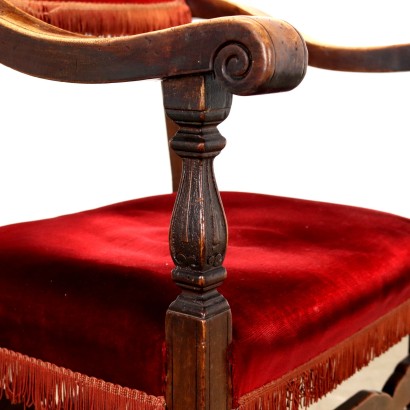 Trono e tre sedute,Seggiolone Neorinascimento con tre Sedie