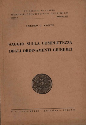 Saggio sulla completezza degli ordinamenti giuridici