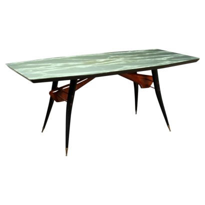 Vintage Table Exotic Wood Glass Design Italy 1950s-1960s