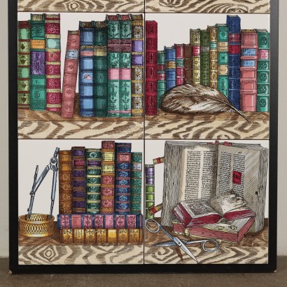 Panel con dieciséis azulejos Serie Lib,Piero Fornasetti,Piero Fornasetti,Piero Fornasetti
