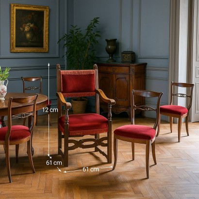 Throne and three seats, Neo-Renaissance High Chair with three Chairs