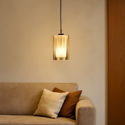 Lampada Anni '70 in vetro ros,Lampada in Vetro Rosa e Nero