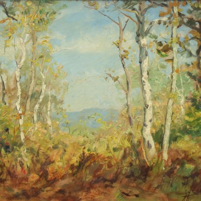Gemälde von Luigi Comolli, Blick auf die bewaldete Landschaft, Luigi Comolli, Luigi Comolli, Luigi Comolli