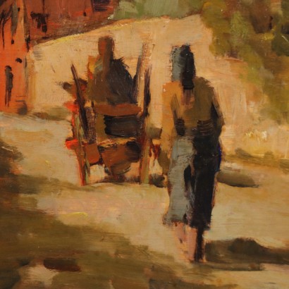 Painting by Carlo Domenici, Glimpse of a village, Carlo Domenici, Carlo Domenici, Carlo Domenici