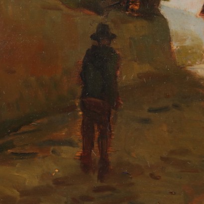 Painting by Carlo Domenici, Glimpse of a village, Carlo Domenici, Carlo Domenici, Carlo Domenici