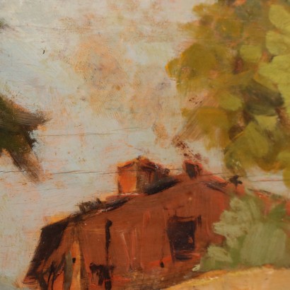 Painting by Carlo Domenici, Glimpse of a village, Carlo Domenici, Carlo Domenici, Carlo Domenici