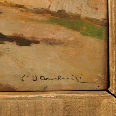 Painting by Carlo Domenici, Glimpse of a village, Carlo Domenici, Carlo Domenici, Carlo Domenici