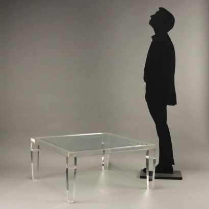 Tavolino trasparente in plexiglas e vetr