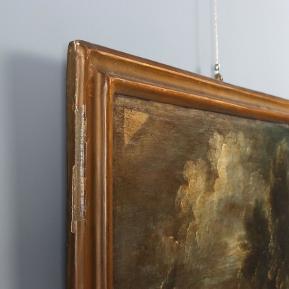 Gemälde Landschaft mit Figuren und Herde