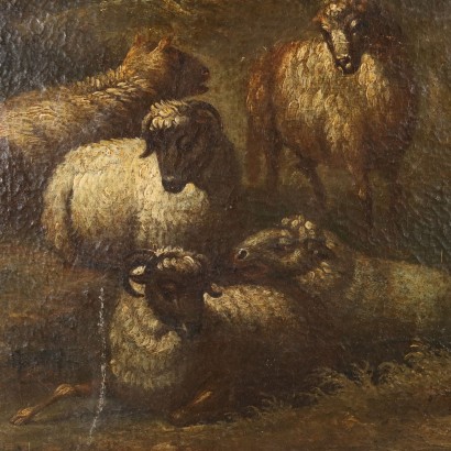 Landscape Painting with Shepherd and Sheep