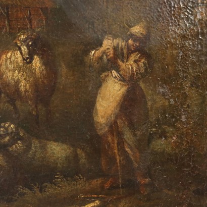 Landscape Painting with Shepherd and Sheep