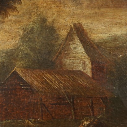 Landscape Painting with Shepherd and Sheep