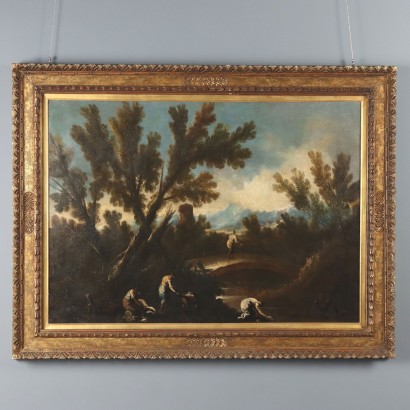Gemälde Flusslandschaft mit Figuren