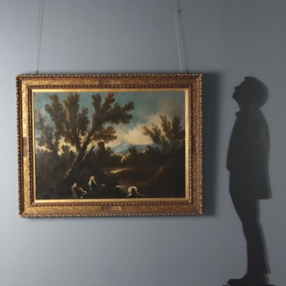Painting River Landscape with Figures