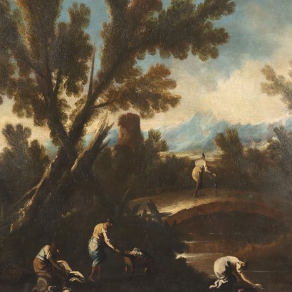 Painting River Landscape with Figures