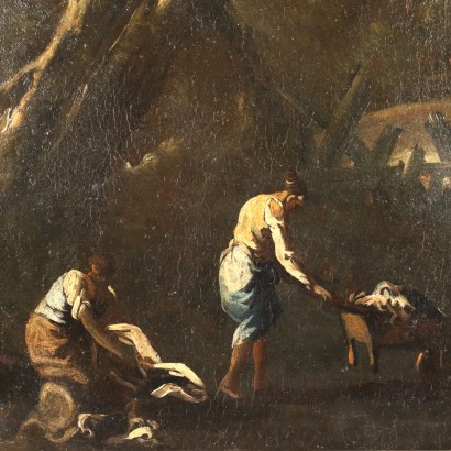 Painting River Landscape with Figures