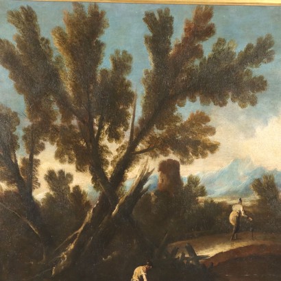 Painting River Landscape with Figures