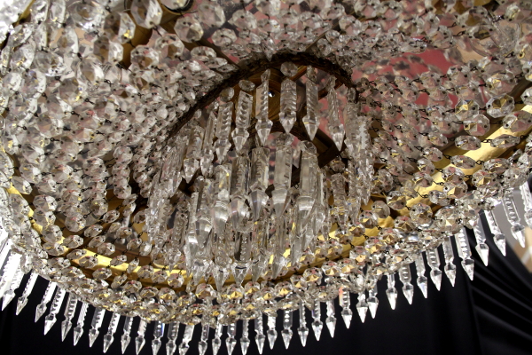 Plafoniera Ottone Antica : Plafoniera ovale ottone vetri molati illuminazione bottega del