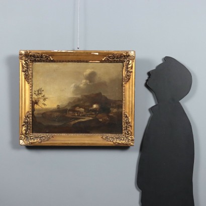 Pintando paisajes con figuras y edificios