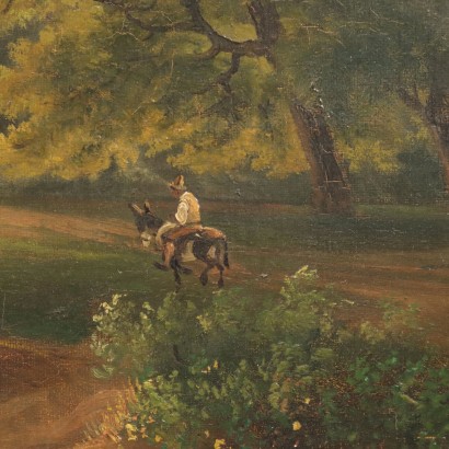 Painting Landscape with Mill and Figures