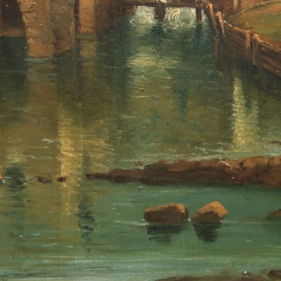 Painting Landscape with Mill and Figures