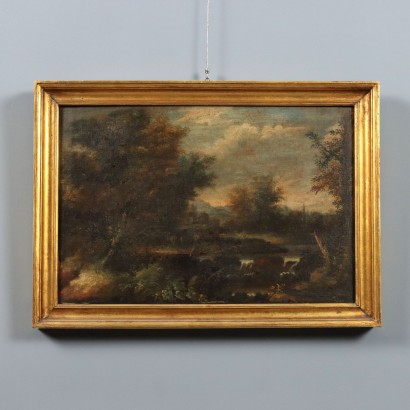 Dipinto Paesaggio con Fiume