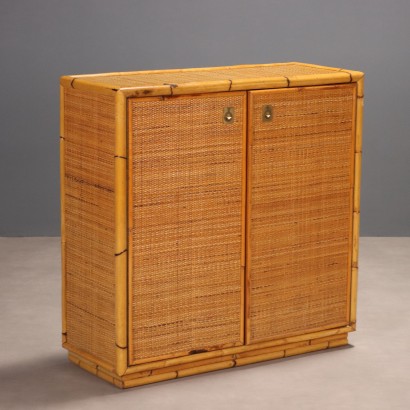 Credenza Anni '80 in Bambù e Vimini