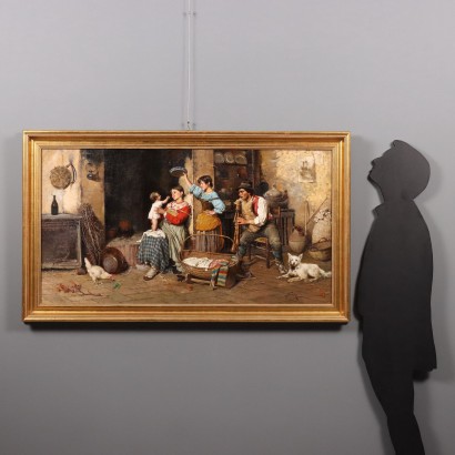 Pintura de Francesco Ballesio,Escena interior,Francesco Ballesio,Francesco Ballesio,Francesco Ballesio