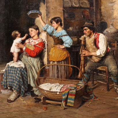 Pintura de Francesco Ballesio,Escena interior,Francesco Ballesio,Francesco Ballesio,Francesco Ballesio