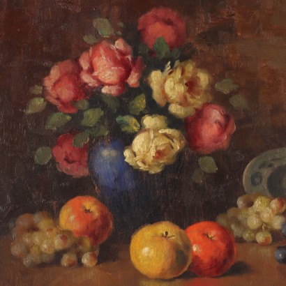 Peinture de Mario Salimbeni, Composition avec fleurs et fruits, Mario Salimbeni, Mario Salimbeni, Mario Salimbeni, Mario Salimbeni
