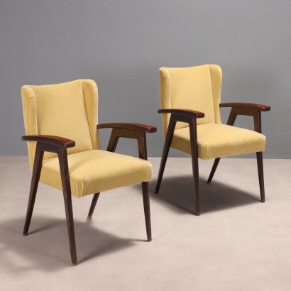 Vintage Sessel Holz Schaum Stoff Design Italien der 1960er Jahre