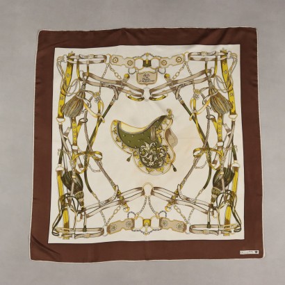 Bellotti Foulard Vintage Selle Da Chasse Soie Colorée des Années 60