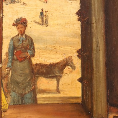 Scène de peinture avec des personnages, Peinture de George Goodwin Kilburne, Scène avec des gardes dans la ville, George Goodwin Kilburne, George Goodwin Kilburne, George Goodwin Kilburne