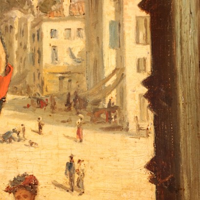 Scène de peinture avec des personnages, Peinture de George Goodwin Kilburne, Scène avec des gardes dans la ville, George Goodwin Kilburne, George Goodwin Kilburne, George Goodwin Kilburne