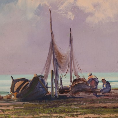 Gemälde von Vincenzo Gheduzzi, Seelandschaft mit Booten und Figuren, Cesare Gheduzzi, Cesare Gheduzzi, Cesare Gheduzzi