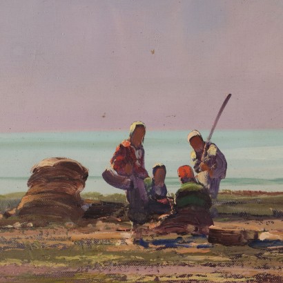 Gemälde von Vincenzo Gheduzzi, Seelandschaft mit Booten und Figuren, Cesare Gheduzzi, Cesare Gheduzzi, Cesare Gheduzzi