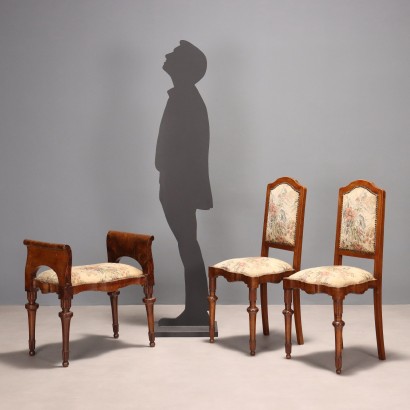 Pair of chairs and bench
