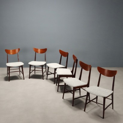 Vintage Chairs Italian Manufacture Design Teak 1960s Restored