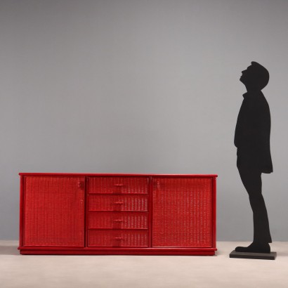 1980s Bamboo and Wicker Sideboard