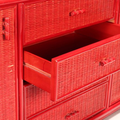 1980s Bamboo and Wicker Sideboard