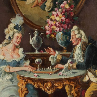 Painting by Antonio Zavaga, Genre Scene at Court, Antonio Zavaga, Antonio Zavaga, Antonio Zavaga