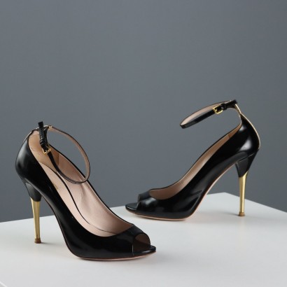 Miu Miu Open Toe Nere e Oro