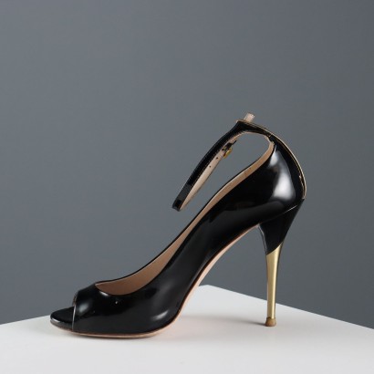 Miu Miu Offene Zehenpartie Schwarz und Gold