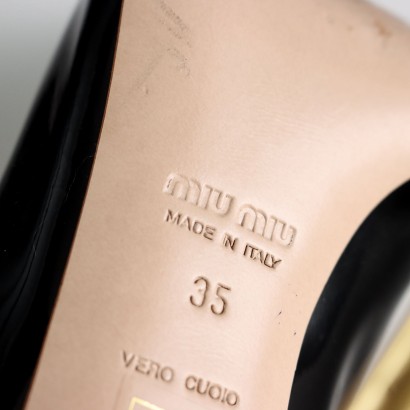 Miu Miu Offene Zehenpartie Schwarz und Gold