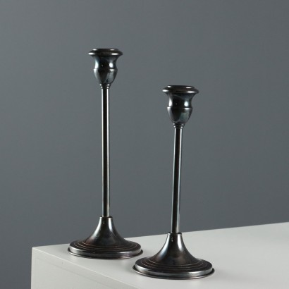 Dos candelabros de plata 925 de la Manufactura de Florencia