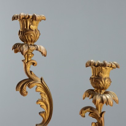 Paar vergoldete Bronze-Kandelaber