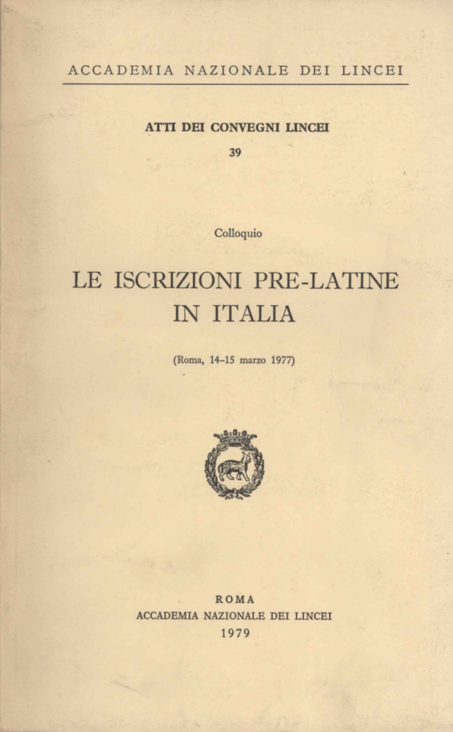 Le iscrizioni pre-latine in Italia
