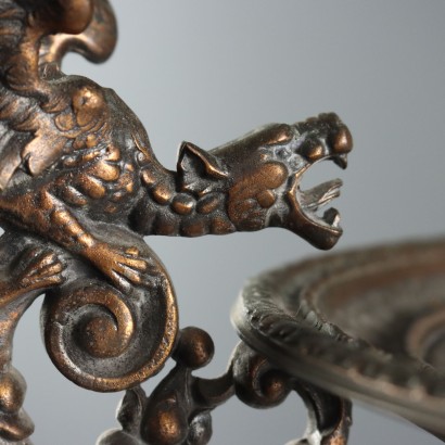 Metal Centerpiece with Winged Dragons
