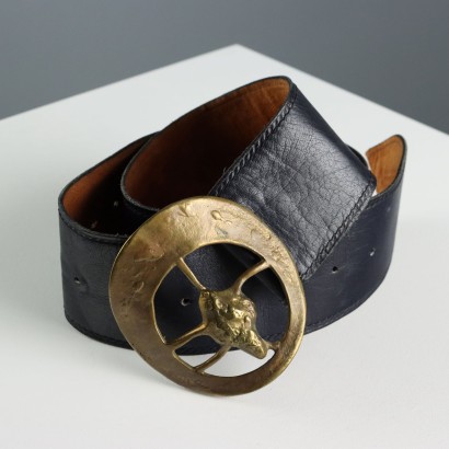 Cintura Vintage in Pelle Blu