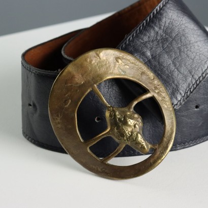 Cintura Vintage in Pelle Blu